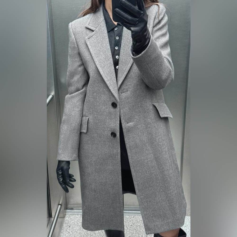 Zara Gray Long Coat - Picture 6 of 6